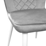 Tusk Velvet Dark Grey + White Legs Chair - Image 6