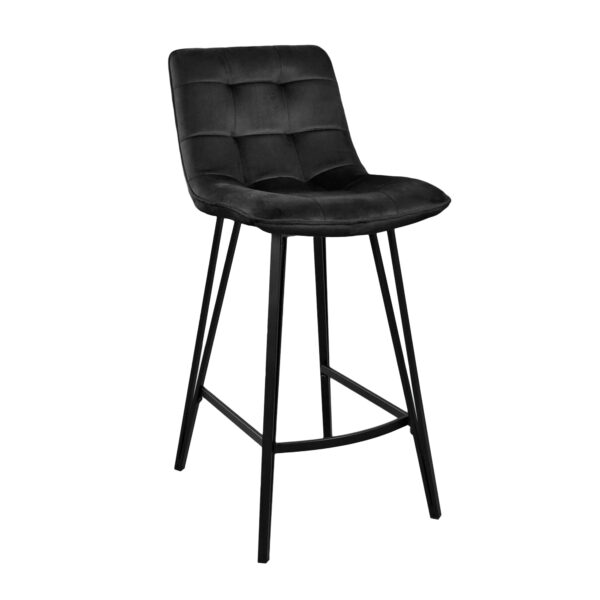 Laus Velvet Black Bar Chair