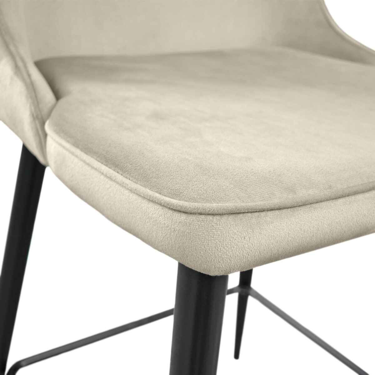 Classic Small Beige Bar Stool with Black Legs - Image 5