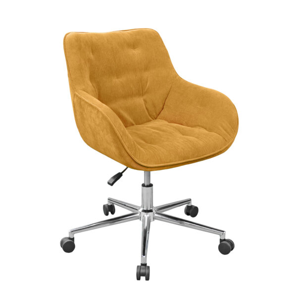 Office Armchair 21105a-F Mustard Velvet Discover the Office Armchair 21105A-F Mustard Velvet, a modern piece that combines comfort, durability, and elegant design. With luxurious velvet upholstery, a sturdy metal base, and an adjustable height feature, this chair is perfect for your office. Add style and comfort to your workspace!