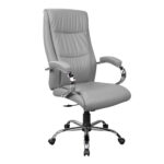 Office Armchair 2162B-X Grey Choose the office armchair 2162B-X Grey, a perfect combination of elegance and comfort. Upholstered in eco-leather, this modern chair features a sturdy chrome base and swivel wheels for easy mobility. Ideal for offices!