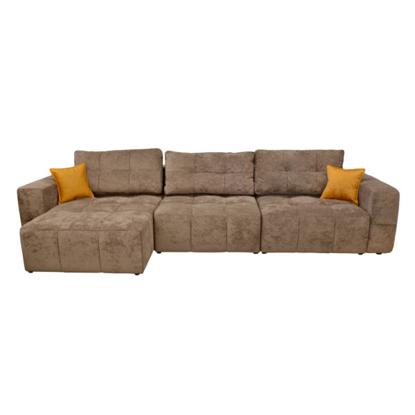 Sydney Brown Extendable Sofa Discover the Sydney Brown Extendable Sofa, a comfortable modular piece ideal for 3-4 people. With an easy transformation mechanism and a storage compartment, this stylish corner sofa perfectly adapts to your needs, featuring a pleasing brown hue. A practical choice for any space!