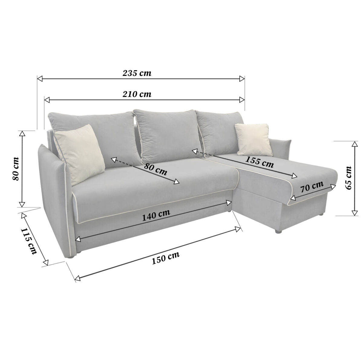 Sicily Grey Extendable Sofa - Image 7