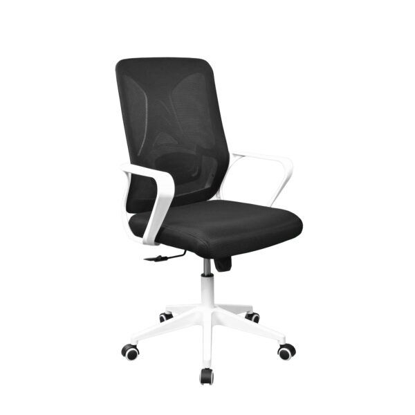 Office Armchair F-20141 A Black+White Frame Enjoy ultimate comfort at the office with the F-20141A Black+White armchair. Equipped with a Tilt mechanism for height adjustment and free rocking, this stylish chair combines modern design with functionality. Perfect for productive work!
