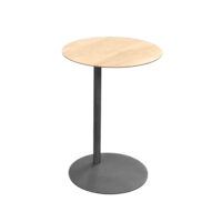 Notebook Table Mona Discover the Mona Notebook Table, a modern choice for your office or living room. With a sturdy metal frame and a durable HPL top, this table with a 40 cm diameter offers a practical space for laptops. Ideal for a cozy nook or as a focal point in the room.