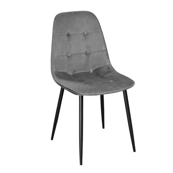 Chair M-01-3 (Hlr-21) Velvet Dark Grey + Black Legs Discover the comfort and elegance of the M-01-3 chair, perfect for your kitchen! Upholstered in soft, elegant gray velvet with durable painted metal legs, this chair combines modern style with functionality. Choose to transform every moment in the kitchen!