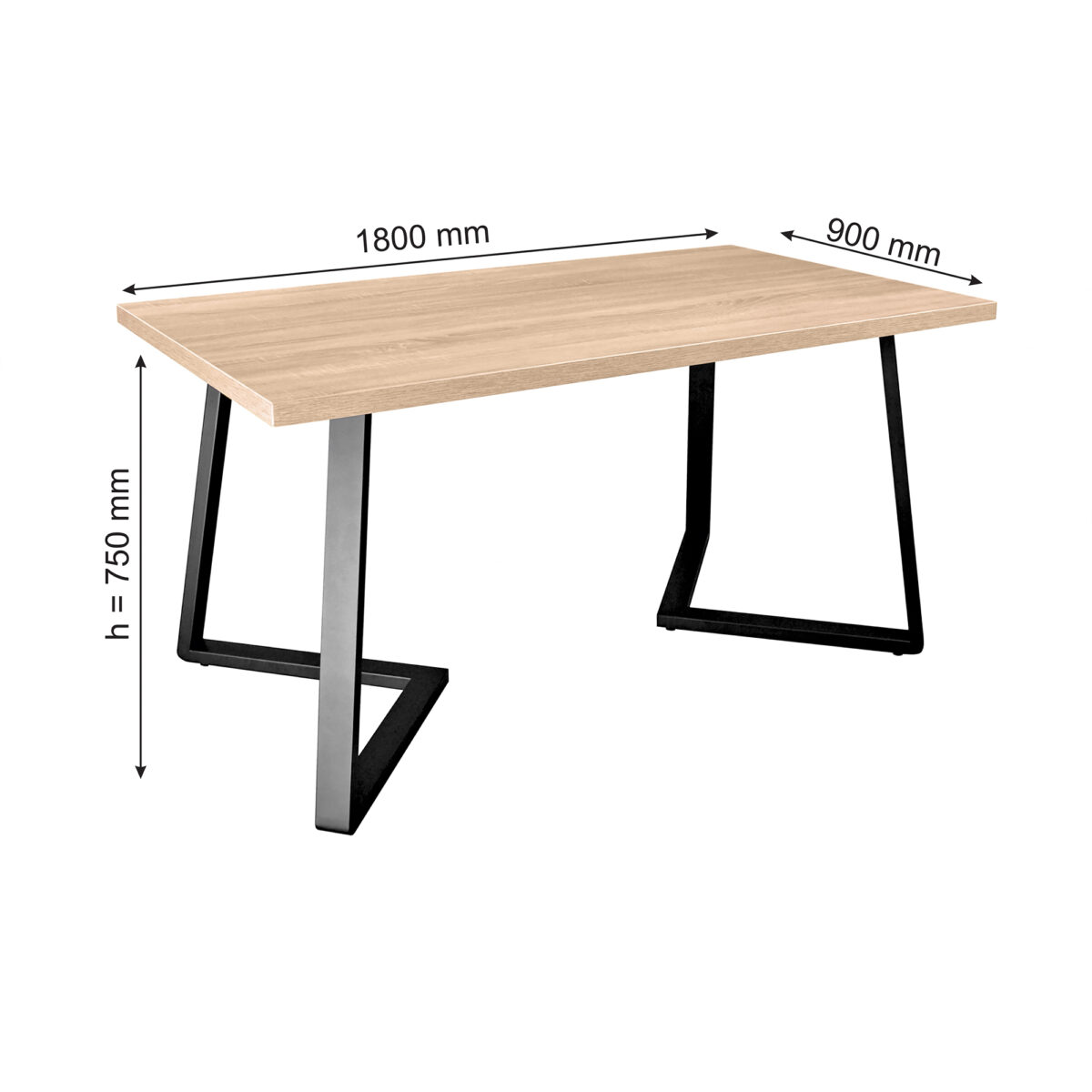 Masă FRIDA Sonoma+Black Legs 180×90 — изображение 13