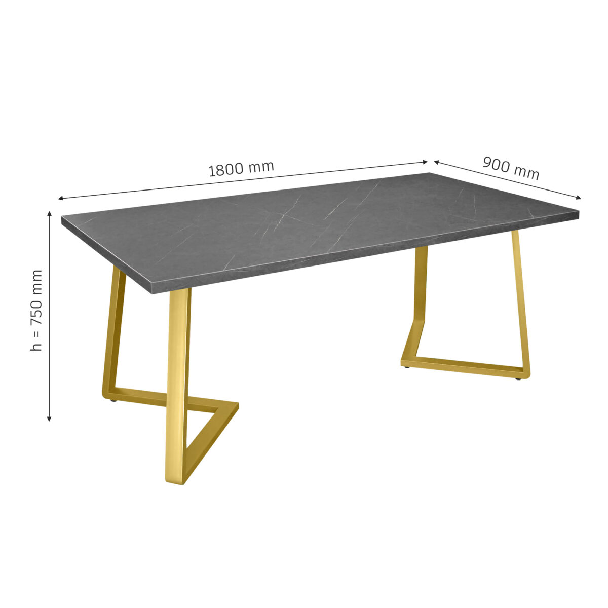 FRIDA Table Black Marble + Golden Legs 180×90 - Image 13