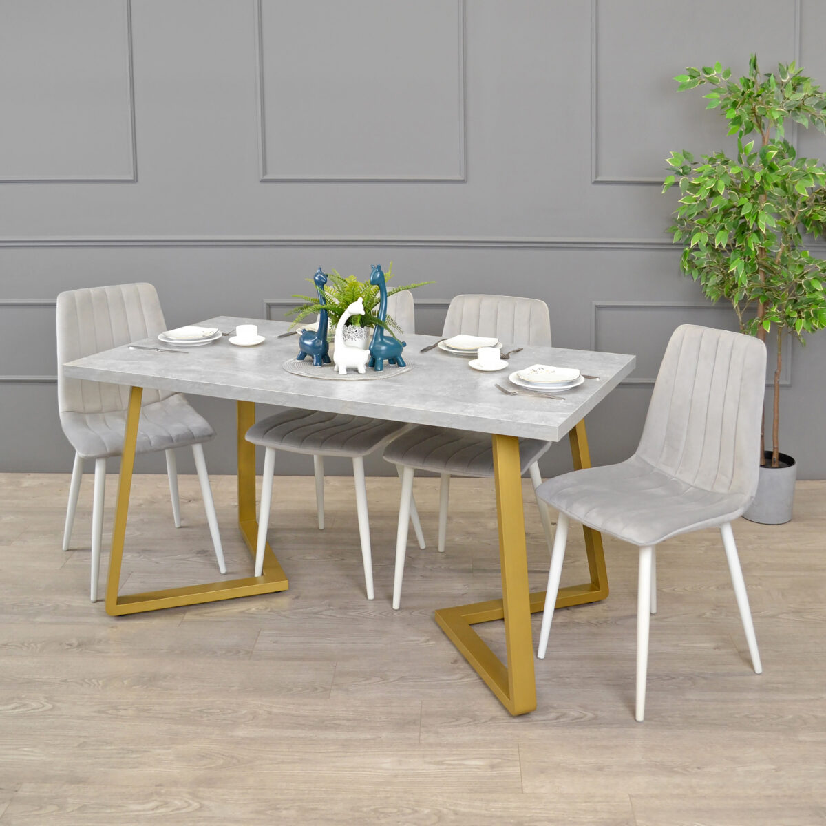 FRIDA Table Concrete+Golden Legs 150×80 - Image 2