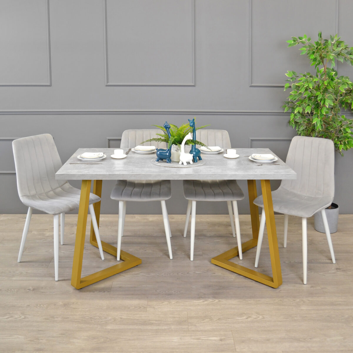 FRIDA Table Concrete+Golden Legs 150×80 - Image 4