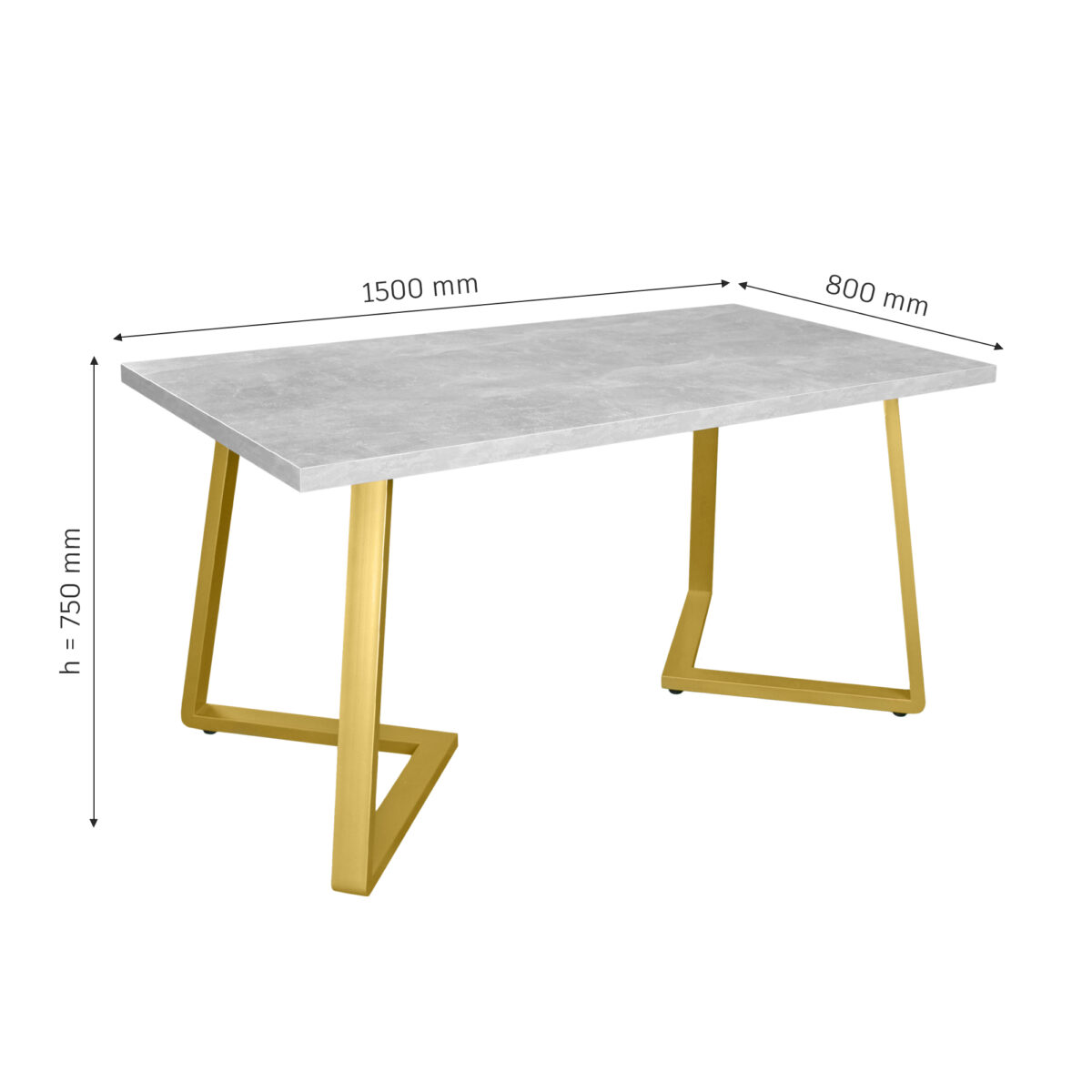 FRIDA Table Concrete+Golden Legs 150×80 - Image 13