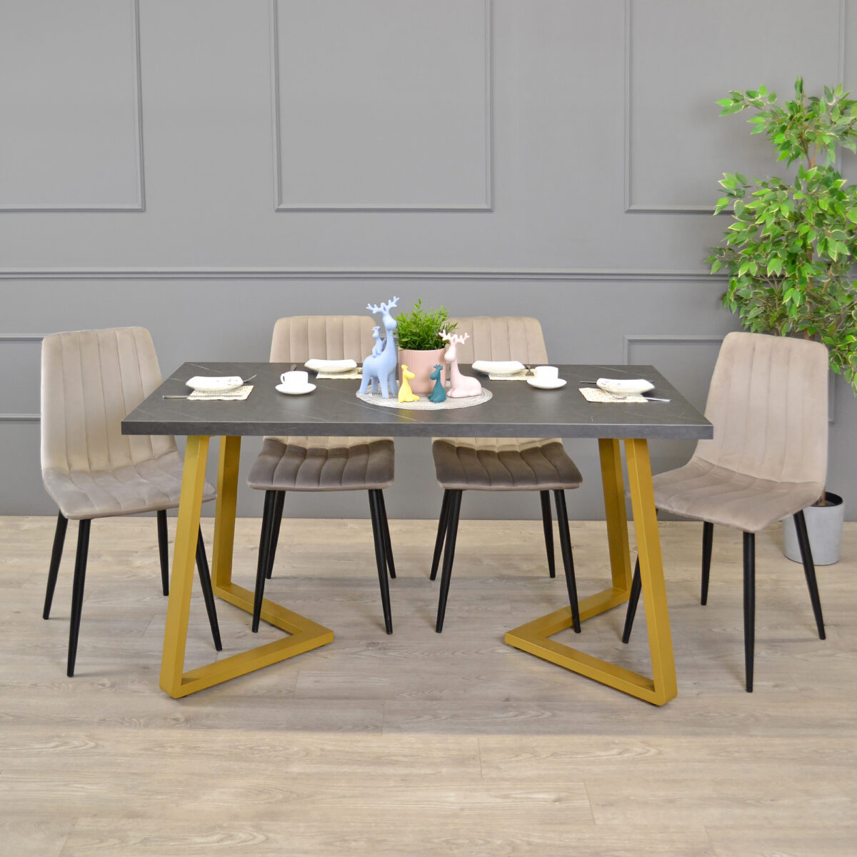 FRIDA Table Black Marble + Golden Legs 150×80 - Image 4
