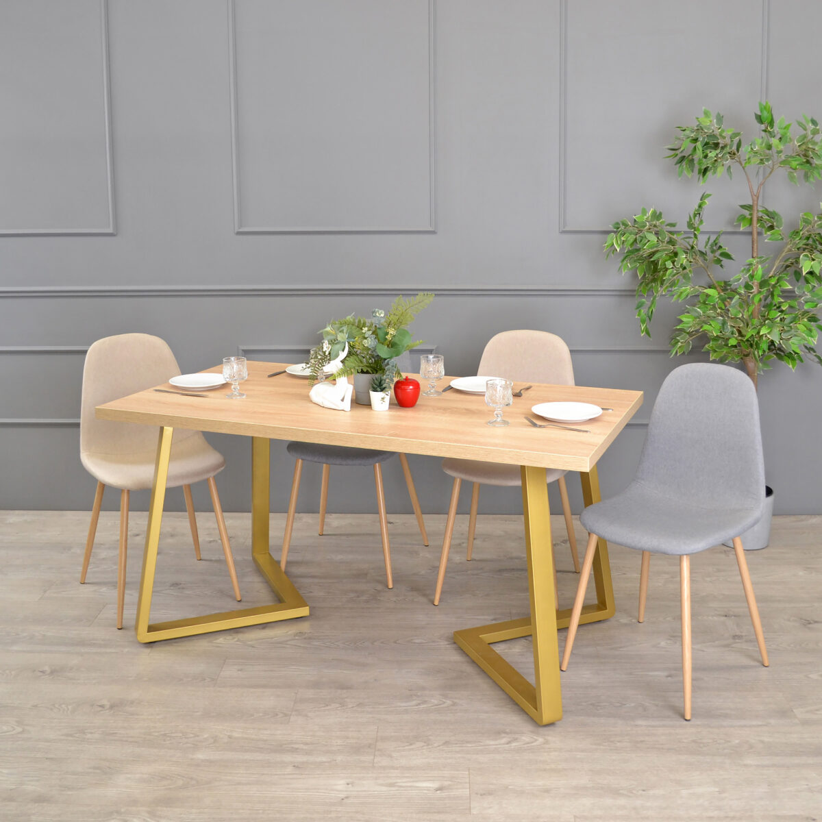 FRIDA Table Sonoma+Golden Legs 150×80 - Image 2