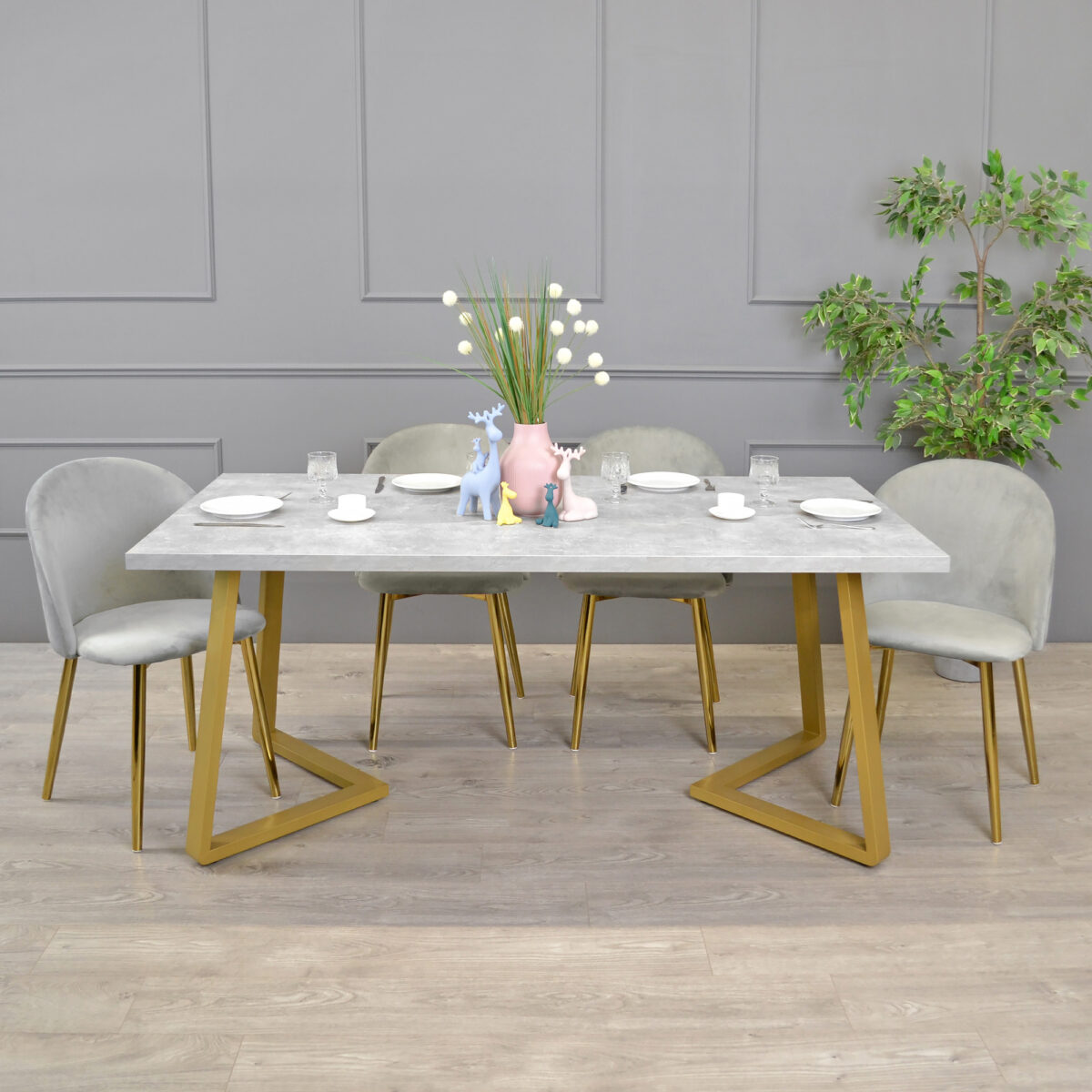 FRIDA Table Concrete + Golden Legs 180×90 - Image 4
