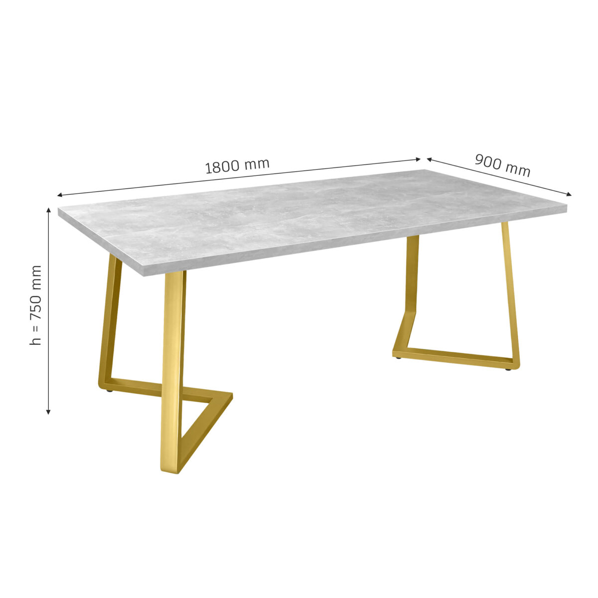 FRIDA Table Concrete + Golden Legs 180×90 - Image 12