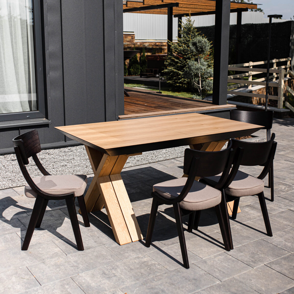 Madrid Extendable Table Natural Wood + Wood Legs - Image 16