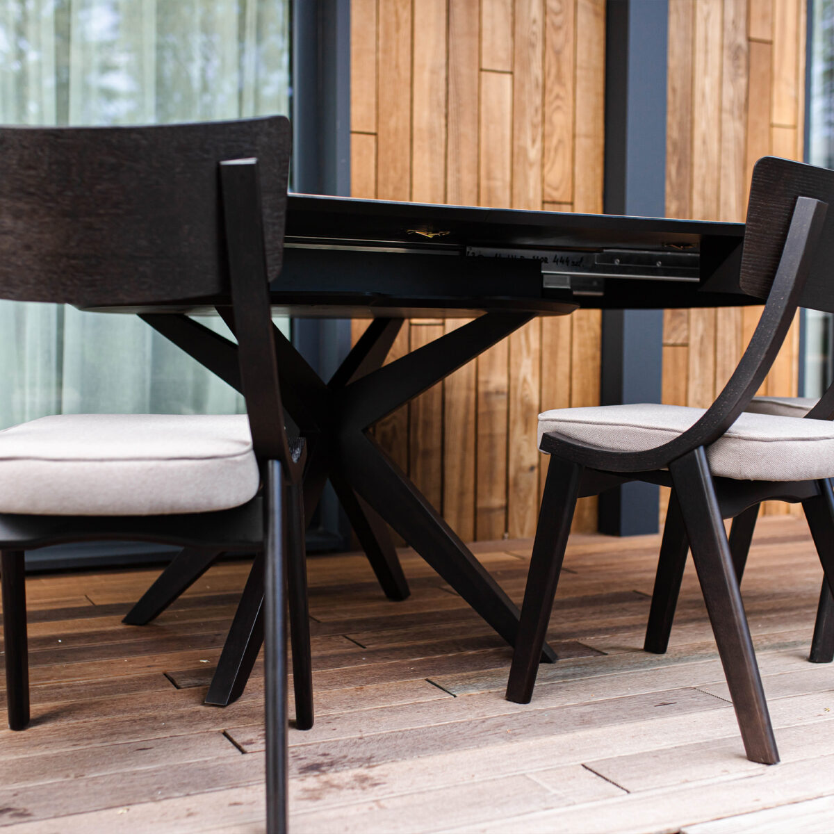 Раскладной стол NOVA Шпон~Natural Wood+Black Legs 1270+500+500*H750 — изображение 16