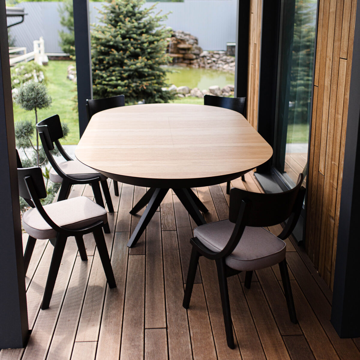 Раскладной стол NOVA Шпон~Natural Wood+Black Legs 1270+500+500*H750 — изображение 17