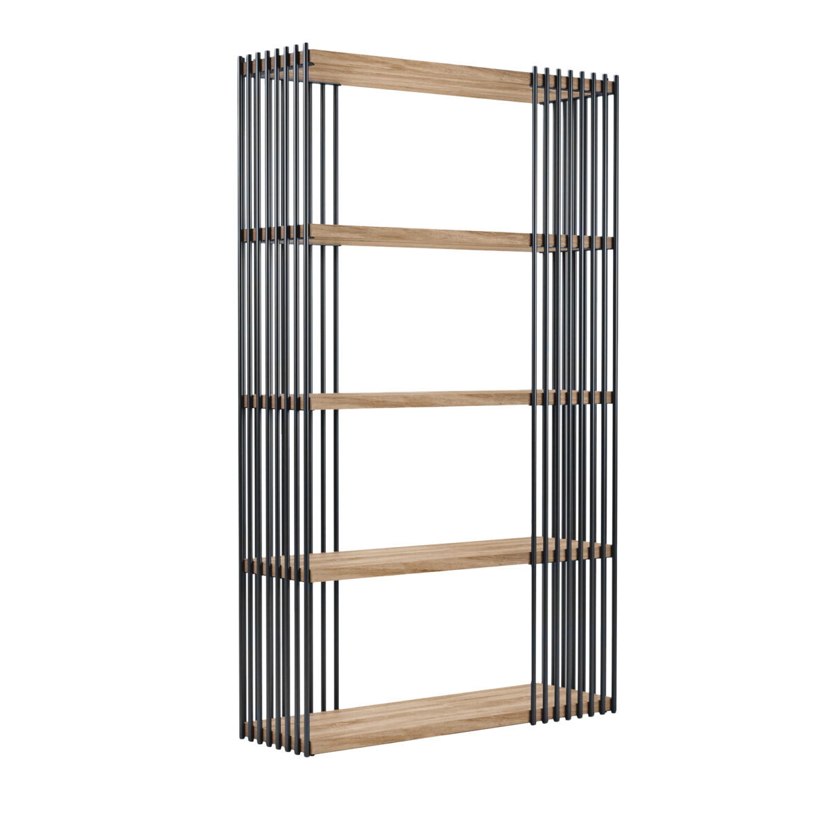 Castello Shelf Discover the Castello Shelf - a modern and functional bookshelf, perfect for offices, living rooms, or bedrooms. With an elegant design and 5 open shelves for displaying decorations, it provides a practical and versatile storage solution. Durability is guaranteed thanks to the metal frame!