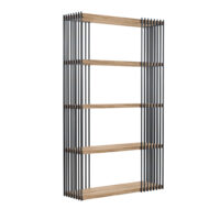 Castello Shelf Discover the Castello Shelf - a modern and functional bookshelf, perfect for offices, living rooms, or bedrooms. With an elegant design and 5 open shelves for displaying decorations, it provides a practical and versatile storage solution. Durability is guaranteed thanks to the metal frame!