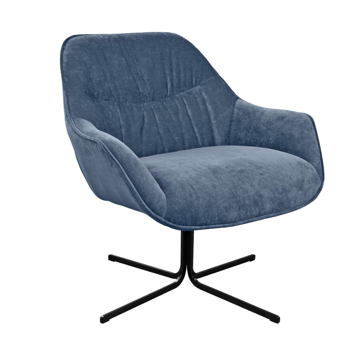 MADRID Blue Armchair Discover the MADRID Blue armchair, an elegant and functional model featuring a modern design and blue velvet upholstery. Ideal for comfort and style in any living space, this armchair offers a 360° swivel mechanism and ergonomic support. Choose refinement!