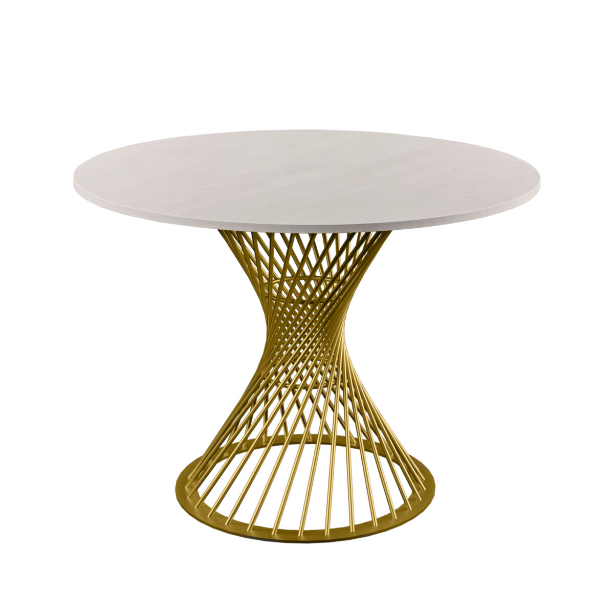 FELICIA Table Silk + Golden Leg ∅100 Discover the FELICIA table, elegant and modern, featuring a silk finish and golden legs. Perfect for your kitchen, with a diameter of 100 cm. It adds a touch of style and refinement to any room. Choose comfort and elegance!