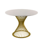 FELICIA Table Silk + Golden Leg ∅100 Discover the FELICIA table, elegant and modern, featuring a silk finish and golden legs. Perfect for your kitchen, with a diameter of 100 cm. It adds a touch of style and refinement to any room. Choose comfort and elegance!