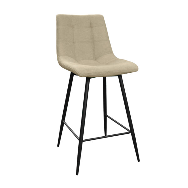 Capella New Beige Bar Stool Discover the Capella New Beige bar stool, perfect for a dream kitchen! With a sturdy metal frame and a seat upholstered in soft fabric, this tall stool offers both comfort and style. It has a total height of 95 cm and can support up to 120 kg. Choose from several color shades!