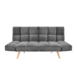 Extendable Sofa Lm-58 Grey Velvet Discover the LM-58 Convertible Sofa, a versatile piece in gray velvet, perfect for an office or living room. Comfortable and stylish, it easily transforms into a bed. Any space becomes modern and inviting with this quality furniture, featuring a wooden frame and durable metal legs.
