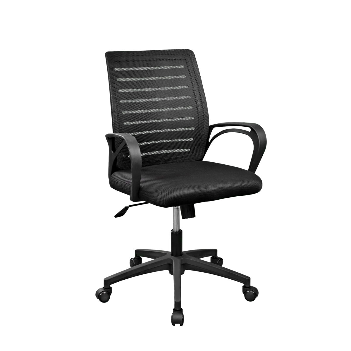 ERGO Black Office Armchair Discover the ERGO Black office chair, a perfect combination of comfort and style. With breathable upholstery and a Tilt mechanism, it ensures proper posture during working hours. Ideal for home offices or professional spaces, it offers durability and elegance.