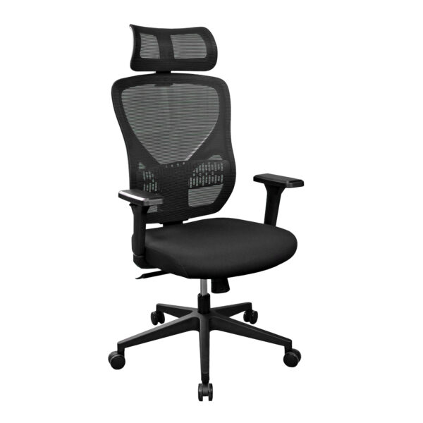 SATURN Black Office Armchair Discover the SATURN Black office chair, featuring an ergonomic design and high-quality materials. Enjoy superior comfort thanks to the polyurethane foam, acrylic mesh upholstery, and adjustable 3D armrests. Perfect for long working sessions!