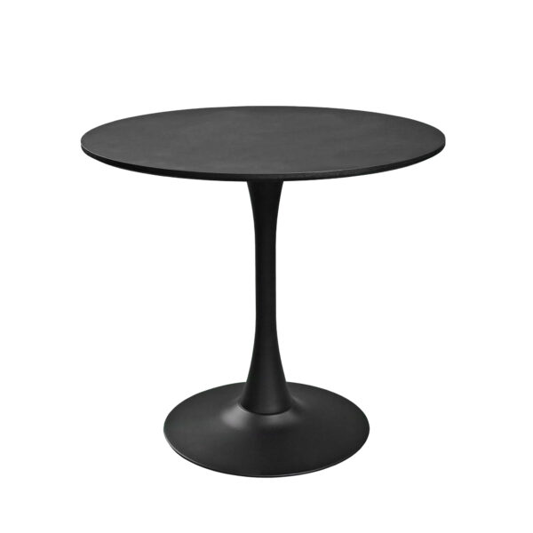 Table HOLLY Black Ø80 Discover the HOLLY Black Ø80 table, perfect for an office or kitchen. With a modern and elegant design, it offers both comfort and style. The black veneered MDF top and painted metal frame provide durability. Ideal for relaxing moments!