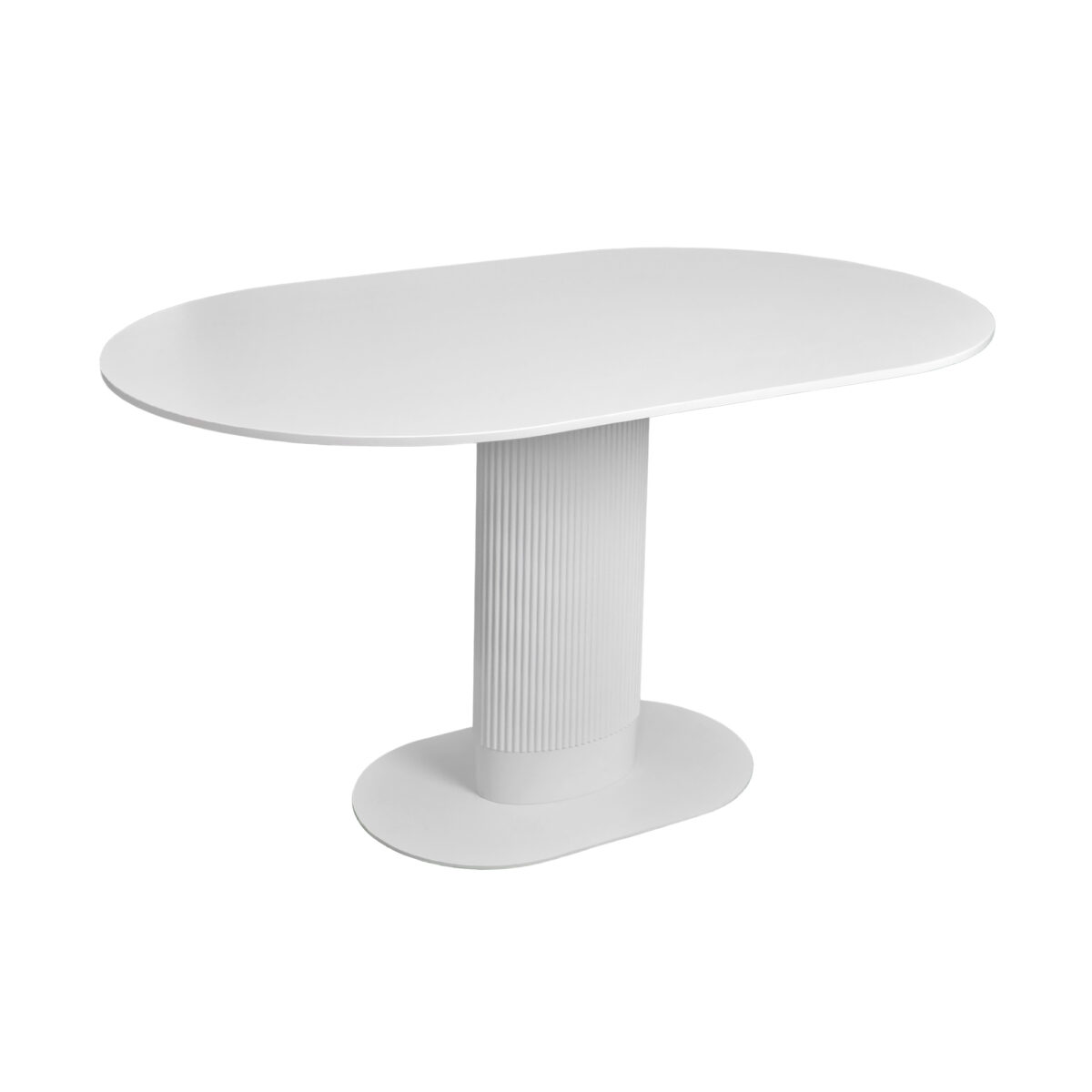 MIRABELA White Table 130×80 Discover the MIRABELA White table 130×80, an elegant choice for your kitchen! With a sophisticated oval design, made of durable MDF and a sturdy metal frame, it is ideal for 4-6 people. Perfect for modern or traditional spaces, it adds a touch of refinement to any decor.