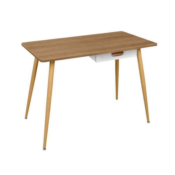 Tess Desk Table Discover the Tess desk, an elegant and functional choice for any space. With a modern design, a melamine MDF top, and a metal frame with a wood-like appearance, it provides comfort and organization. Ideal for the office or home!