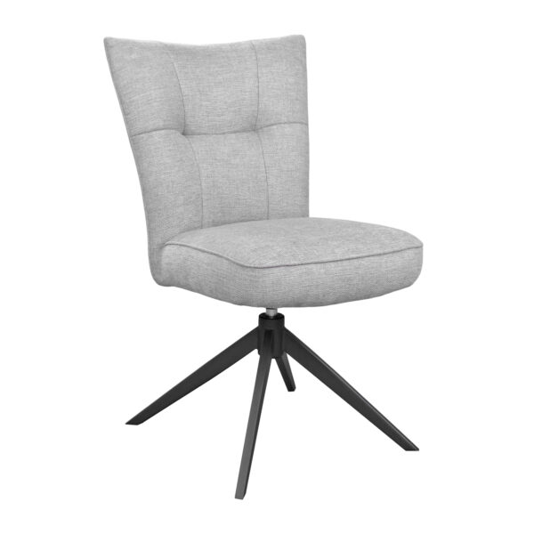 BLANC Light Grey Chair Discover the BLANC Light Grey chair, perfect for your kitchen! Elegant and comfortable, with a plywood body and luxurious grey upholstery, this chair adds sophistication to any space. The metal legs ensure durability, while the swivel mechanism provides versatility.