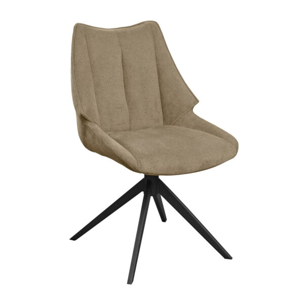 GENOVA Brown Chair Enhance your kitchen with the GENOVA Brown chair, made from durable plywood and upholstered in soft brown fabric. Comfortable and elegant, this 360-degree swivel chair adds a sophisticated touch to any space. Choose refinement and stability for your dining experience!