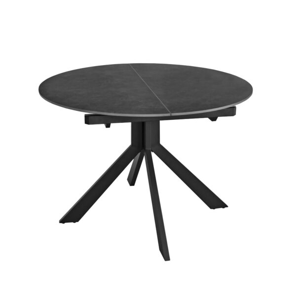 Extendable Table PINA Black (Copy) Discover the PINA Black extendable table, an elegant and versatile piece, ideal for your kitchen. The black ceramic top, with a diameter of 110 cm, extends by 40 cm, providing generous space for family meals. Choose the perfect style for your decor!
