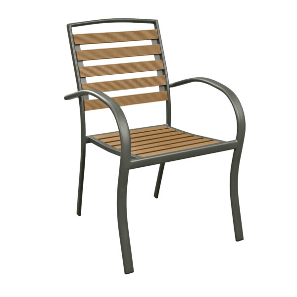 CORAL Patio Chair Discover the CORAL terrace chair, ideal for office furniture! Made from aluminum and softwood, weather-resistant. Comfort and elegance for the outdoors. Height 43 cm, maximum weight 150 kg. Transform your terrace with style!
