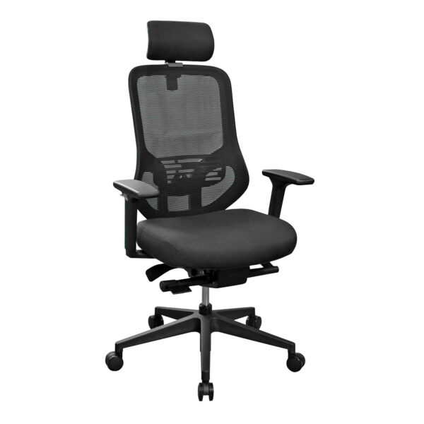 Chair Office ARIOS Black Acrylic Mesh/Fabric Discover the ARIOS Black office chair, featuring acrylic mesh and fabric, offering comfort and elegance in any workspace. Adjustable, with lumbar support and 3D arms, it is perfect for the office. Choose quality and functionality!