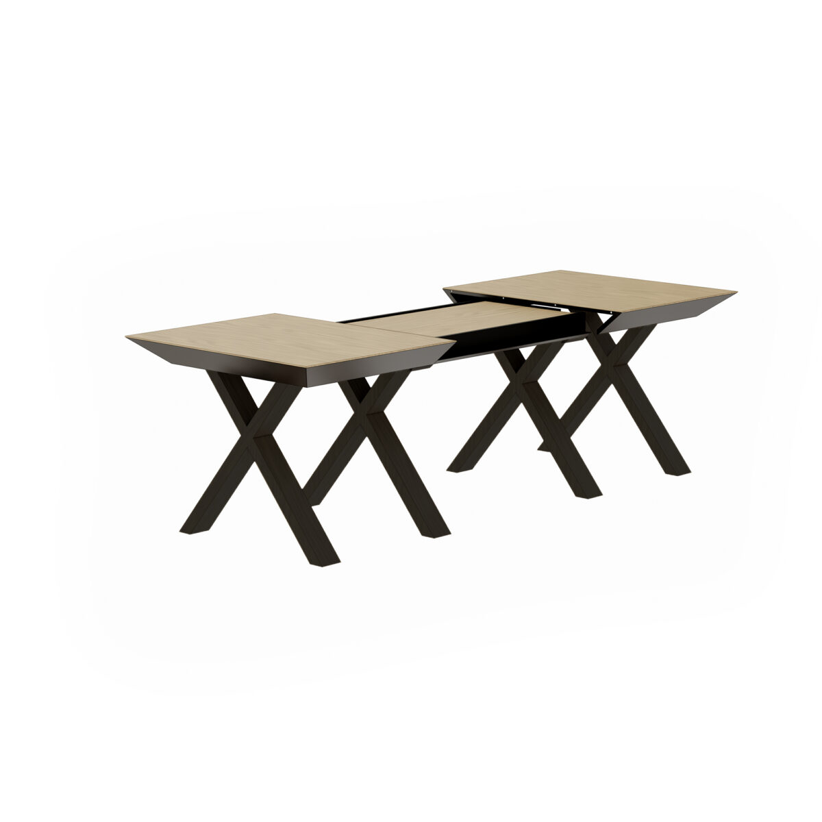 Extendable Table Madrid Natural Wood + Black Legs - Image 2