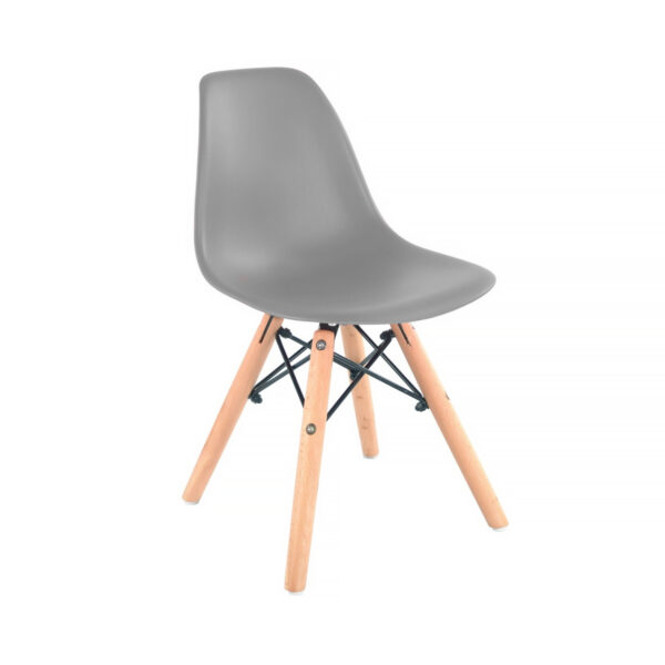 EAMES BEBE Children’s Chair Grey Discover the EAMES BEBE Grey Chair, ideal for children, featuring an ergonomic design and wooden legs for stability. Easy to clean and sturdy, it supports up to 40 kg. Give your little ones a comfortable and safe place to play. Perfect for the child's room!