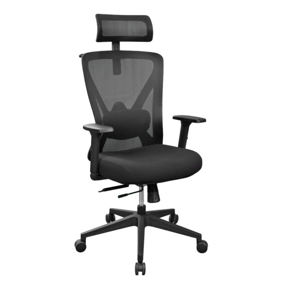 Office Armchair ORCO PLUS Black Fabric Discover ultimate comfort with the ORCO PLUS Black Fabric office chair. Advanced ergonomics, customizable adjustments, and a modern design for your workspace. Ideal for long hours of work, providing optimal support for your back and neck. Choose comfort!