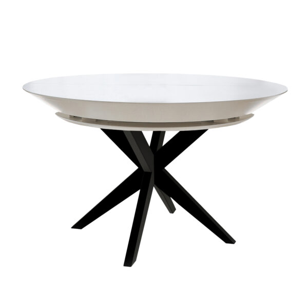 Masa Nova Furnir~White Black+Black Legs 1270+500+500*H750 Descoperiți Masa Nova Furnir White Black, o piesă unică de mobilă pentru bucătărie, cu un design italian elegant și blatul extensibil de 177/227 cm. Realizată din MDF furniruit și lemn de fag masiv, oferă durabilitate și confort. Alegeți eleganța și funcționalitatea perfectă pentru casa dumneavoastră!