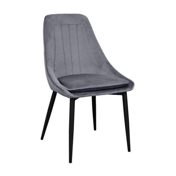FLORIDA Chair Dark Grey (Hlr21) Velvet Discover the FLORIDA Dark Grey (Hlr21) velvet chair, perfect for your kitchen! With an elegant and comfortable design, it offers stability thanks to its plywood frame and metal legs. Add a sophisticated and relaxing accent to your space!