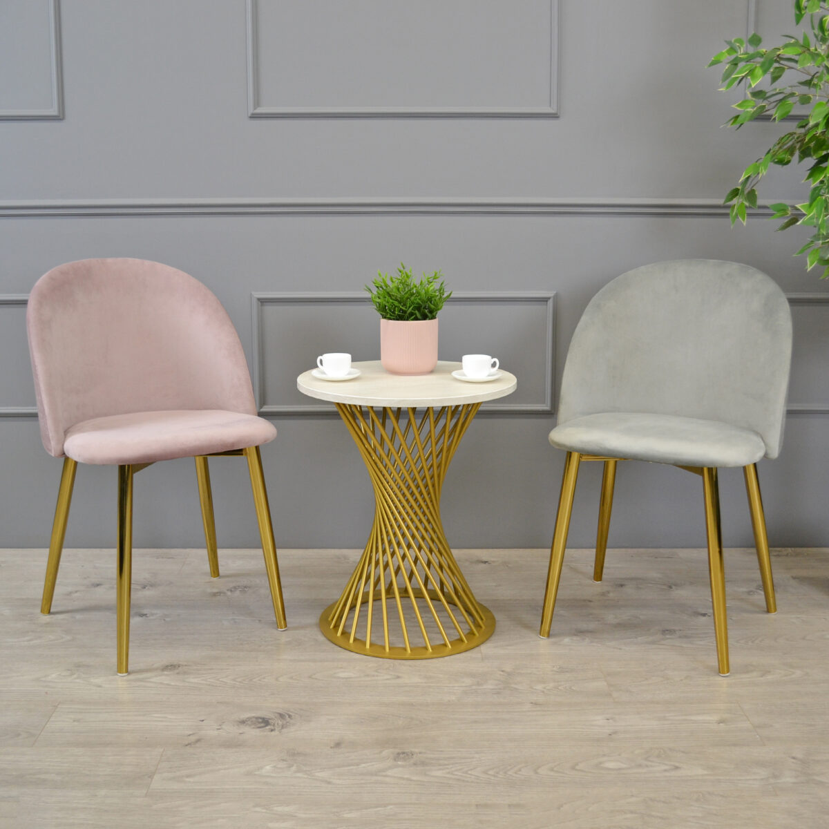 Coffee Table FELICIA Silk + Golden Legs H58 - Image 2