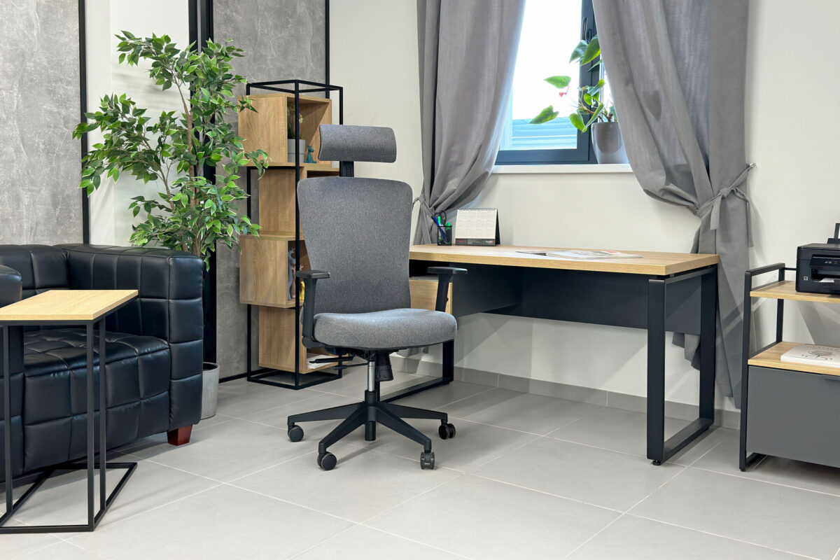 Office Armchair ORCO PLUS Grey Fabric - Image 6