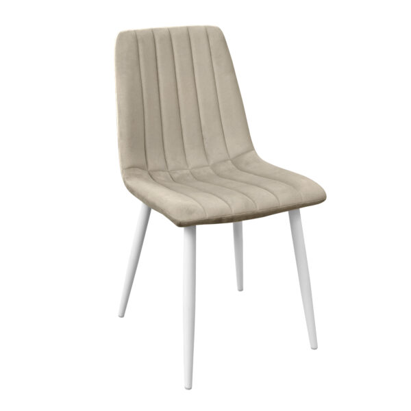 Стул DC-90P~N9 Catifea Beige+White Legs Кухонный стул DC-90P~N9 в цвете бежевый добавит элегантности и комфорта вашему интерьеру. Мягкий бархат и прочные металлические ножки обеспечат долговечность. Доступен в различных цветах и материалах для любого стиля. Высота - 85 см, ширина - 43 см.