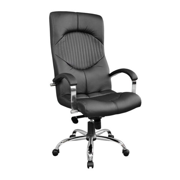 Office Armchair GERMES Black Discover the comfort offered by the GERMES Black office chair! This modern chair, with eco-leather upholstery and a chrome metal base, ensures elegance and stability. Ideal for offices, the chair features swivel wheels and a Multiblock mechanism. Perfect for any workspace.