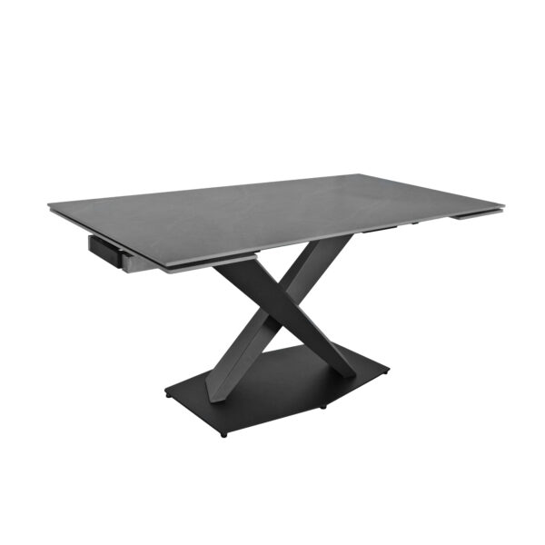 HELIO Grey Extendable Table Discover the HELIOS Grey extendable table, perfect for the kitchen! With an innovative design and a high-quality ceramic top that is heat and shock resistant, it comfortably accommodates 8-10 people. Ideal for family gatherings!
