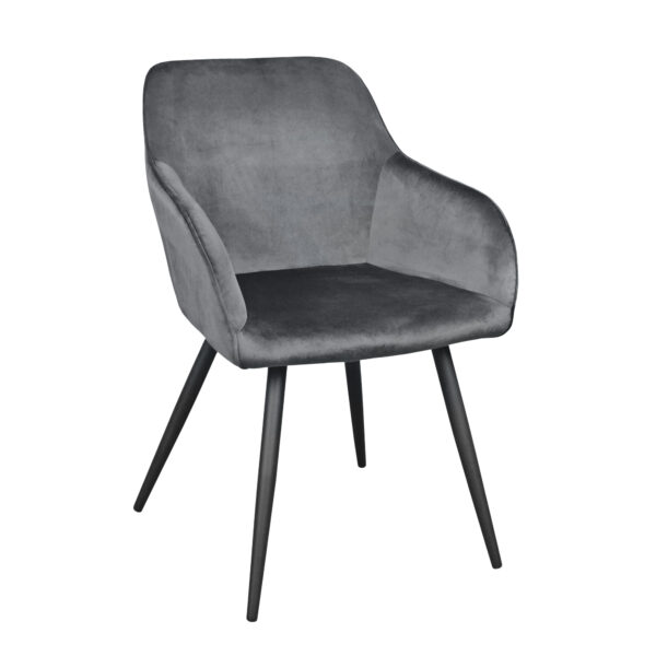 Airis Velvet Chair Grey HLR21 + Black Legs Discover the Airis Velvet Grey HLR21 chair with black legs, a perfect blend of comfort and elegance. Ideal for the kitchen, this upholstered velvet chair offers a modern design and durability. It adds a touch of sophistication to any table. Buy it now!